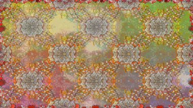 Düz Çiçek Elementleri Tasarımı. Raster Illustrasyon 'da moda olmayan çiçek deseni. Kahverengi renkli çiçekler. Renkli Yaz Temalı Kusursuz Arkaplan.