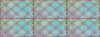 Raster illüstrasyonu. Mavi renklere karalamalar çizen kusursuz çiçek deseni.