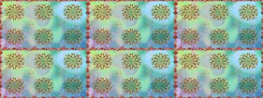 Çiçekli karalama şeklinde Raster çiçek deseni. Yumuşak, bahar çiçekli arka plan. Mavi renkte çiçekler.