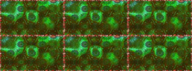 Yeşil renklerde. Raster illüstrasyonu. Çiçek buketleriyle klasik tarzda kusursuz desen.