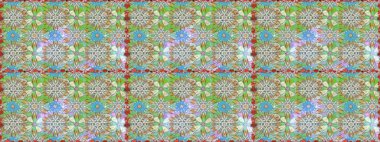 Duvar kağıdı, web sitesi arka planı, ambalaj kağıdı, davetiye, broşür, afiş veya web sitesi için kusursuz çiçek deseni kullanılabilir. Parlak elementlerin. El çizimi Raster illüstrasyonu.