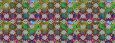 Çiçekli karalama şeklinde Raster çiçek deseni. Raster illüstrasyonu. Yumuşak, yaz çiçekleri yeşil renklerde.