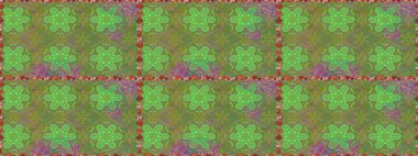 Yeşil renkli çiçekler. Raster illüstrasyonunda kusursuz çiçek deseni.