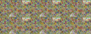 Çiçekli bahar çiçekleri. Küçük çiçekte güzel bir desen. Küçük renkli çiçekler. Motley illüstrasyonu. Moda baskıları için zarif bir şablon.