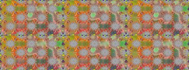 Raster Çiçek İllüstrasyonu güzel tekstil. Gri renkli etnik çiçeklerle kusursuz bir desen..