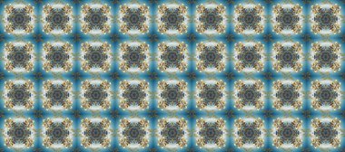 Klasik klasik klasik arka plan. Mavi, gri ve nötr renklerde altın elementlerle kusursuz desen. Klasik raster sarısı, kusursuz desen. Geleneksel oryantasyon süsü.