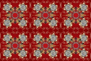 Barok tarzında kusursuz bir doğulu süsü. Geleneksel altın sarısı desenli kırmızı, kahverengi ve gri renklerde altın elementlerle.