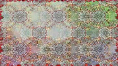 Renkli unsurlarla hareketli arka plan görüntüleri. Çiçekler. Eski model. Bayrak tarzı. Video kaydı. Şablon. Döngü. Kusursuz..