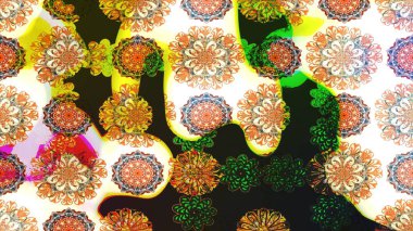 Tomurcukları papatya çiçekleri olan sevimli bir çiçek deseni. Eskiz geçmişi. Raster illüstrasyonu. Kumaş, tekstil, duvar kağıdı baskısı için. Eski usul. Miles Fleur, dandik süs.