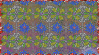 Renkli Bahar Temalı Kusursuz Arkaplan. Çiçekle kusursuz desen. Gri renkli çiçekler. Düz Çiçek Elementleri Tasarımı.