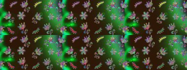 Raster kahverengi, yeşil ve gri kar tanelerinden izole edilmiş. Güzel bir kış süsü. Kar taneleri koleksiyonu. Raster illüstrasyonu.