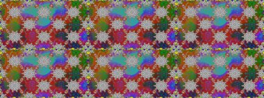 Güzel kumaş deseni. Asya tekstil tarzında. Düz Çiçek Elementleri Tasarımı. Kusursuz çiçek deseni. Raster illüstrasyonu. Renkli Bahar Teması Kusursuz Arkaplan.