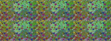 Çiçeklerle suluboya desenli çiçek deseni. Yeşil renkte güzel bir tekstil. Raster illüstrasyonu.