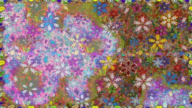 Çiçekli karalama şeklinde Raster çiçek deseni. Tarafsız renklerde çiçekler. Yumuşak, yaz çiçekli arka plan.