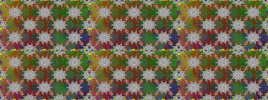 Raster illüstrasyonu. Çiçekli karalama şeklinde Raster çiçek deseni. Yumuşak, yaz çiçekleri yeşil renklerde.