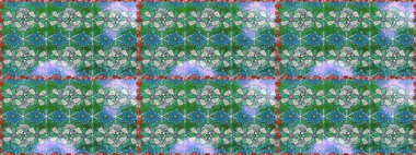 Raster deseni. Yeşil renklerde. Küçük çiçekteki sevimli çiçek deseni. Raster illüstrasyonu. Soyut çiçek pürüzsüz desen arkaplanı.