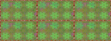 Çok yeşil zarif küçük çiçekler ve yeşil renkli komik böcekler, raster desen, illüstrasyon.