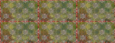 Renkli Bahar Temalı Kusursuz Arkaplan. Çiçeksiz desenli arka plan. Düz Çiçek Elementleri Tasarım Raster illüstrasyonu. Yeşil renkte çiçekler.