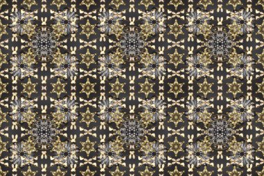 El yapımı dekoratif çerçeve, albüm kapağı, tebrik kartı, klasik Art deco tarzı. Altın karalama fantezi yapraklarından Raster soyut çiçek çelengi ve gri, kahverengi ve bej renkli bir çiçek.