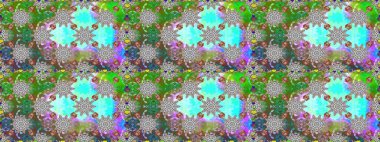 Raster deseni. Karalama çiçekleri kusursuz desen. Sanat, çiçeklere ilham verir ve arka plan bırakır. Yeşil el çizimi desen.