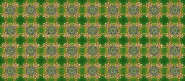 Altın karalama fantezi yaprakları ve yeşil, kahverengi ve gri renklerde çiçek Raster soyut çiçek çelenk. El yapımı dekoratif çerçeve, albüm kapağı, tebrik kartı, klasik Art deco tarzı.