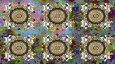 Renkli unsurlarla hareketli arka plan görüntüleri. Çiçekler. Eski model. Bayrak tarzı. Video kaydı. Şablon. Döngü. Kusursuz..