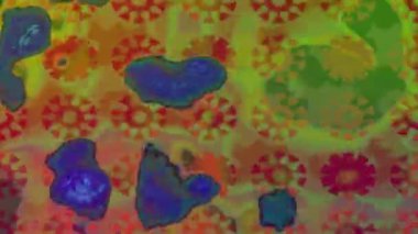 Renkli unsurlarla hareketli arka plan görüntüleri. Çiçekler. Eski model. Bayrak tarzı. Video kaydı. Şablon. Döngü. Kusursuz..