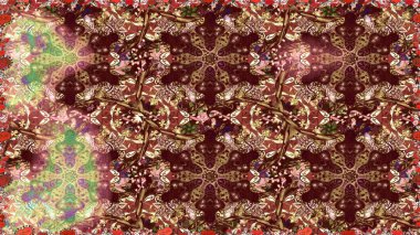 Damask arkaplanı tekerrür ediyor. Kahverengi renklerde altın element. Antika altın tekrarlanabilir duvar kağıdı. Barok tarzında altın çiçek süsü..