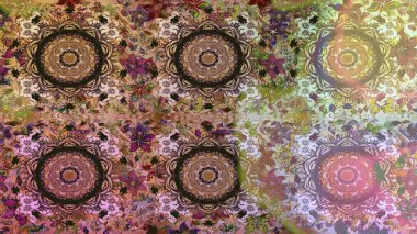 Klasik çiçek dokusu. Kart, duvar kağıdı, ambalaj ve tekstil için klasik tasarım. Altın şablon. Kusursuz desenli altın elementler. Kahverengi renkte Royal retro. Raster illüstrasyonu.