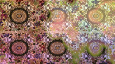 Raster illüstrasyonu. Tarafsız renklerde, altın elementlerle klasik, pürüzsüz desen.