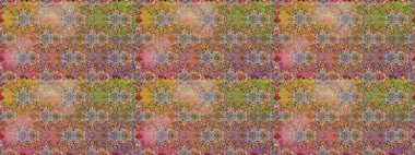 Renkli Bahar Temalı Kusursuz Arkaplan. Kahverengi renkli çiçekler. Düz Çiçek Elementleri Tasarımı. Raster illüstrasyonunda kusursuz çiçek deseni.