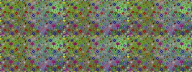 Renkli Bahar Temalı Kusursuz Arkaplan. Düz Çiçek Elementleri Tasarımı. Çiçeksel fantezi tasarımı. Parlak bir arka planda..