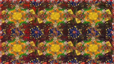 Raster illüstrasyonunda kusursuz çiçek deseni. Suluboya tarzında kahverengi renkte çiçekler.