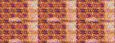 İslam tasarımı. Kusursuz desenli oryantal süs. Kahverengi renklerde altın desenler ve altın elementler. Raster altın tekstil baskısı. Çiçek karoları.