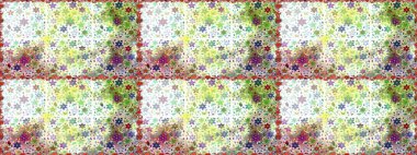 Renkli Bahar Temalı Kusursuz Arkaplan. Kusursuz desenli, modaya uygun kumaş deseni. Düz Çiçek Elementleri Tasarımı. Şirin çiçek elementleri. Raster illüstrasyonu.