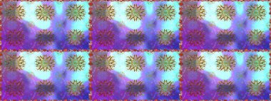 Küçük çiçekli kusursuz yay deseni. Raster illüstrasyonu. Suluboya tarzında mor renkler üzerine.