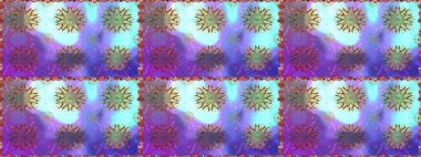 Küçük çiçekli kusursuz yay deseni. Raster illüstrasyonu. Suluboya tarzında mor renkler üzerine.