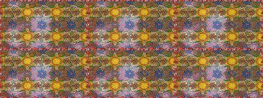 Renkli Bahar Temalı Kusursuz Arkaplan. Düz Çiçek Elementleri Tasarımı. Çiçeksiz desenli arka plan, yaz çiçekleri. Kahverengi renkte çiçekler.