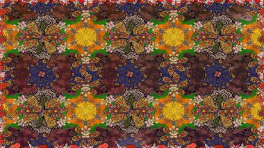 Renkli Yaz Temalı eskiz kalıbı. Düz Çiçek Elementleri Tasarımı. Çiçekli eskiz çizimi. Kahverengi renkte çiçekler.