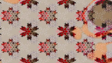 Düz Çiçek Elementleri Tasarımı. Çiçek deseni. Renkli Bahar Teması eskiz kalıbı. Raster çizimi. Güzel kumaş deseni..