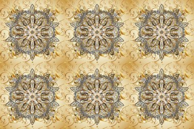 Bej, kahverengi ve altın elementli nötr renklerde raster pürüzsüz desen. Şam tasarım için kusursuz desen.