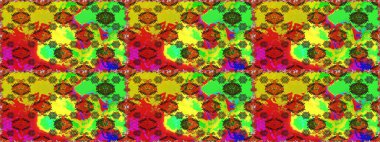 Kusursuz. Şirin çiçek elementleri. Raster illüstrasyonu. Yeşil renkte çiçekler.