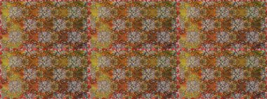 Kahverengi renkli çiçekler. Düz Çiçek Elementleri Tasarımı. Renkli Bahar Temalı Kusursuz Arkaplan. Sevimli çiçek raster deseni.