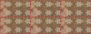 Dallı bahar çiçekleriyle desen, kahverengi renklerle çiçek siluetiyle desen. Raster deseni.