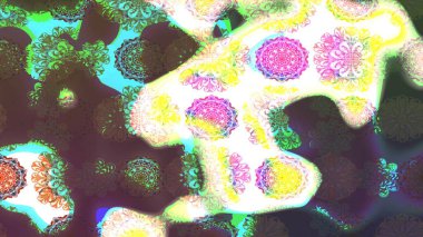 Renkli Bahar Teması eskiz kalıbı. Çiçeksel fantezi tasarımı ve parlak bir arka plan çizimi. Düz Çiçek Elementleri Tasarımı.