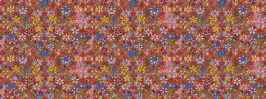 Çiçek deseni. Düz Çiçek Elementleri Tasarımı. Renkli Bahar Temalı Kusursuz Arkaplan. Raster pürüzsüz Güzel kumaş deseni.