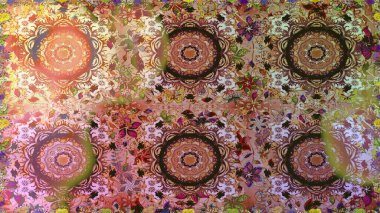 Kahverengi renklerde altın desenler ve altın elementler. Kusursuz altın desen. Raster doğulu süsü.