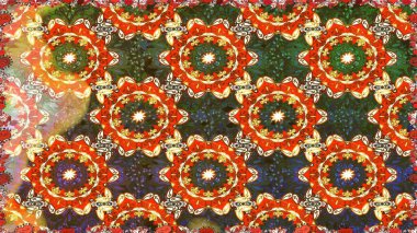 Senin tasarımın için, duvar kağıdı. Altın rengi, kusursuz çizim. Kahverengi renklerde altın çiçekli altın desenler. Raster geometrik arkaplanı.