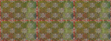 Raster illüstrasyonunda kusursuz çiçek deseni. Düz Çiçek Elementleri Tasarımı. Renkli Yaz Temalı Kusursuz Arkaplan. Kahverengi renkte çiçekler.