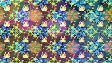 Mavi renkli çiçekler. Raster düz çiçek çizim deseni. Tasarım hediye paketi, tebrik kartları, posterler ve afiş tasarımı.